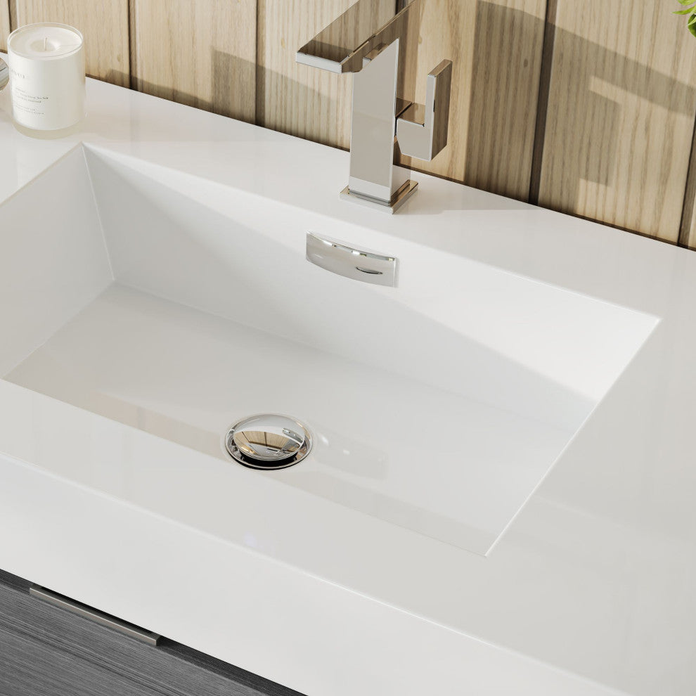 Boutique Bath Vanity, Vulcan Ash Gray, 40", Single Sink, Wall Mount