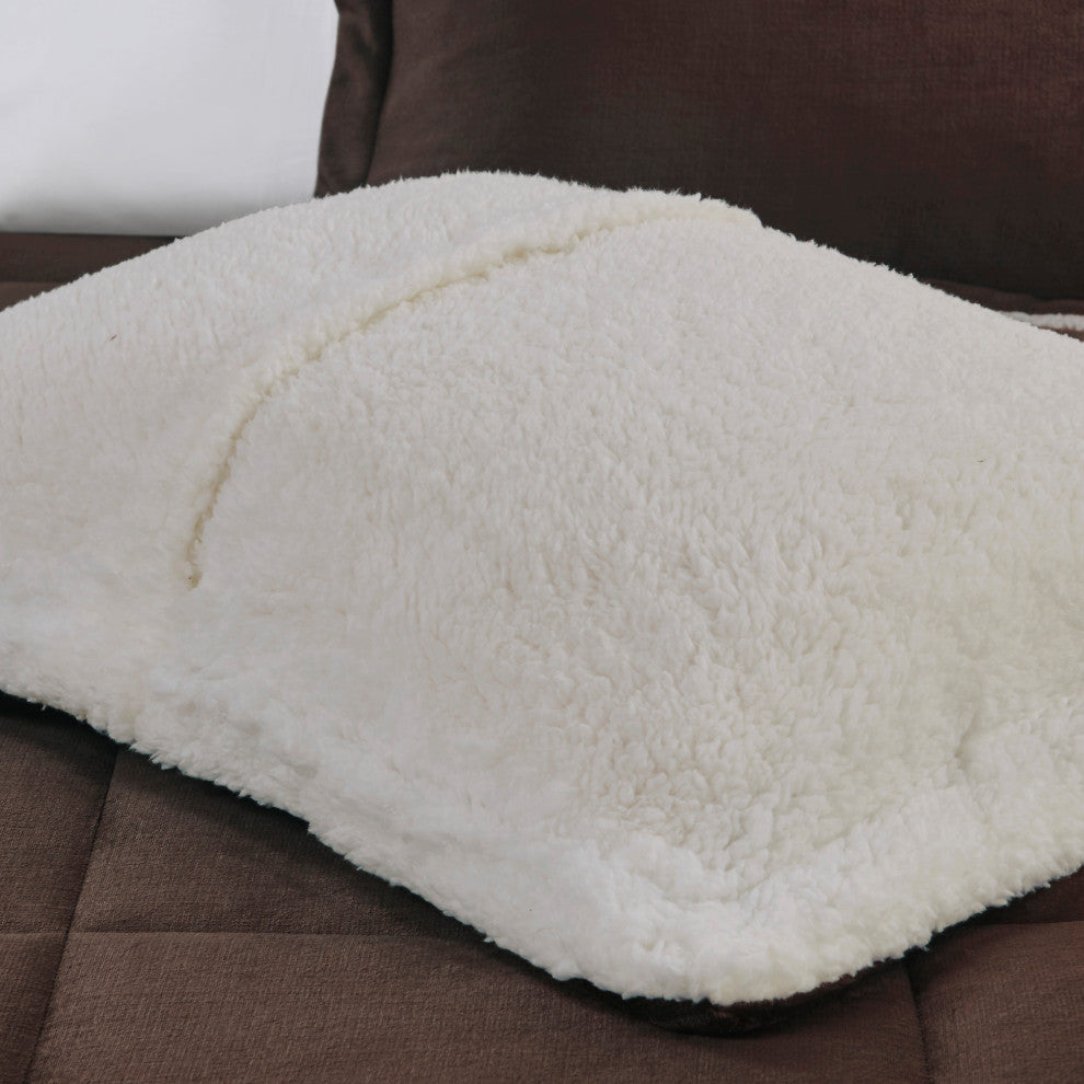 Woolrich Alton Plush to Sherpa Winter Comforter Set, Brown, King