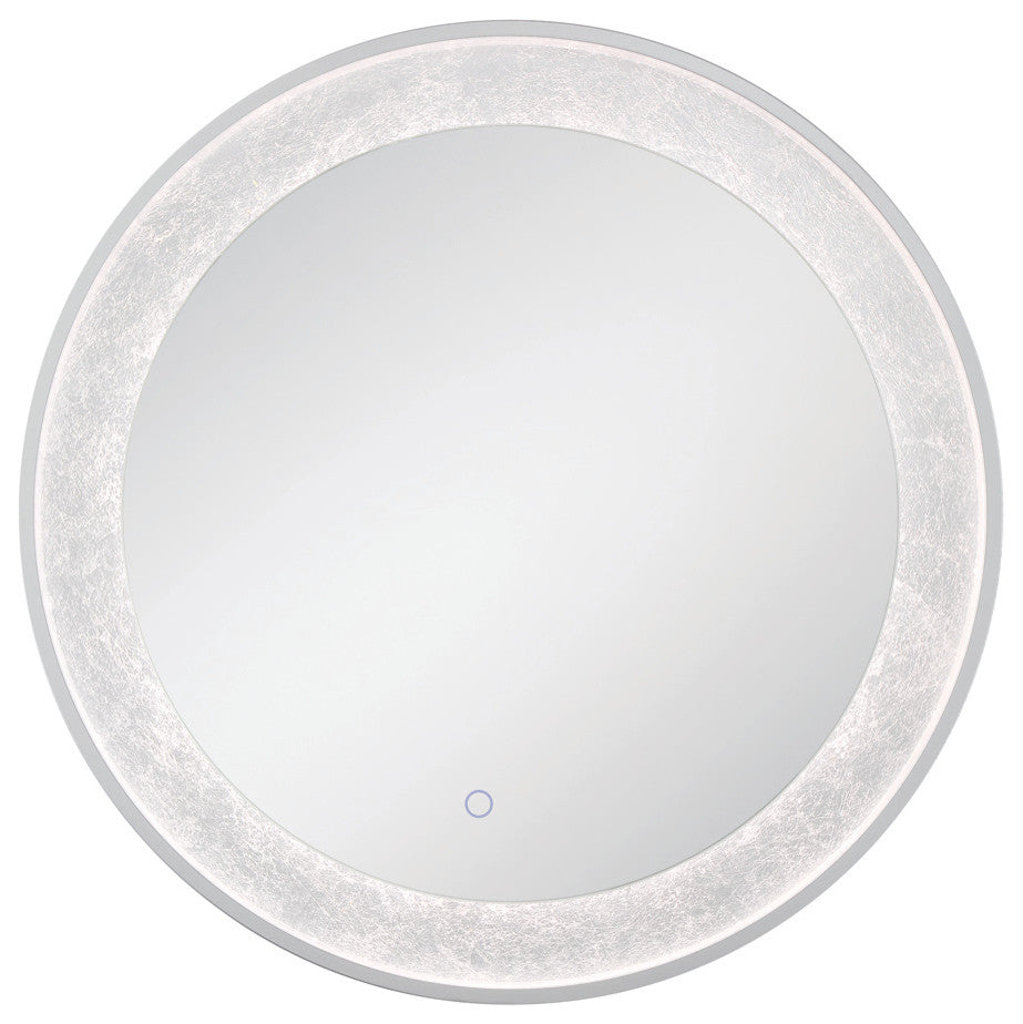 Silver Leaf Edge Lit LED Round Mirror