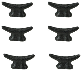 2.5 In Cast Iron Black Nautical Cleat Drawer Pulls Cabinet Knobs Set of 6