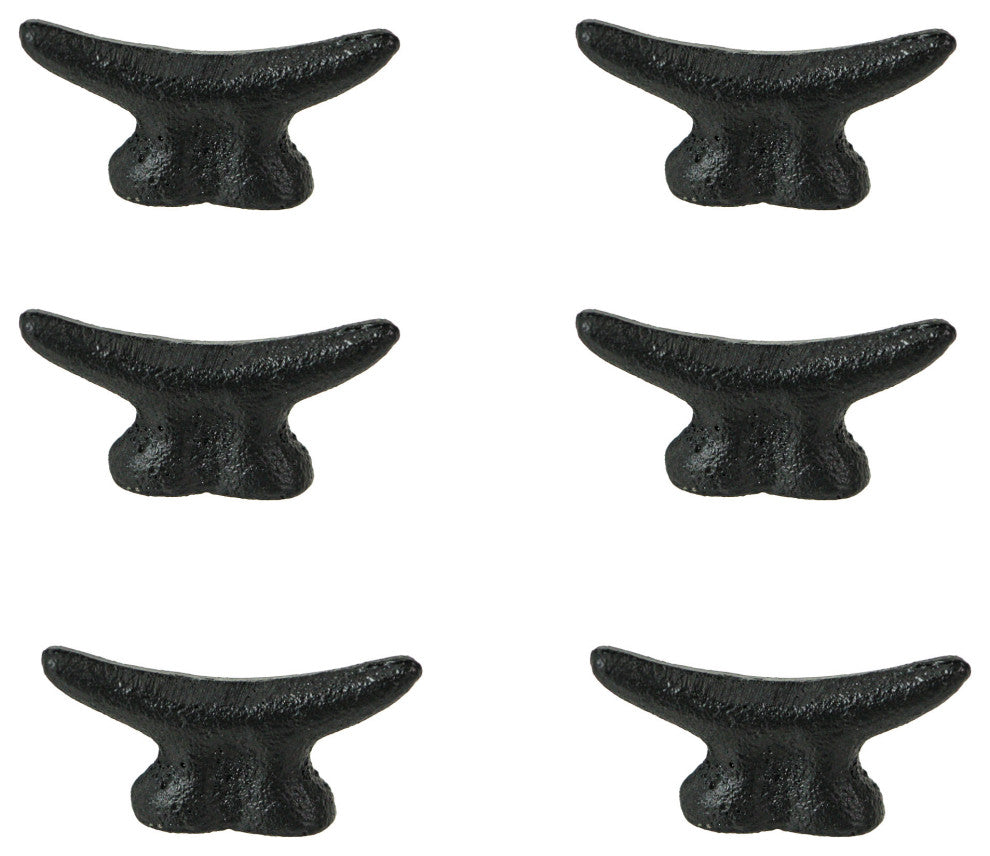 2.5 In Cast Iron Black Nautical Cleat Drawer Pulls Cabinet Knobs Set of 6