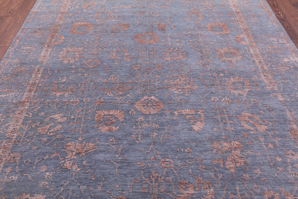 Hand-Knotted Wool and Silk Persian Rug 8' 0" X 9' 10" Q9137
