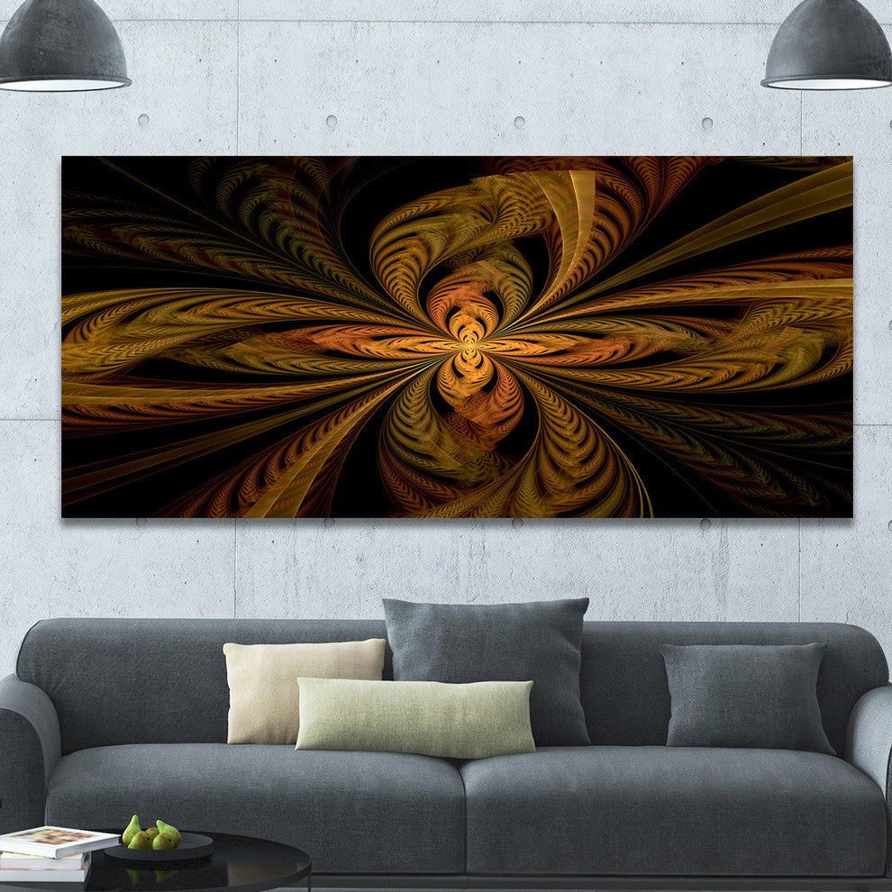 Colorful Fractal Flower Pattern, Oversized Abstract Canvas Art Print, 60x28
