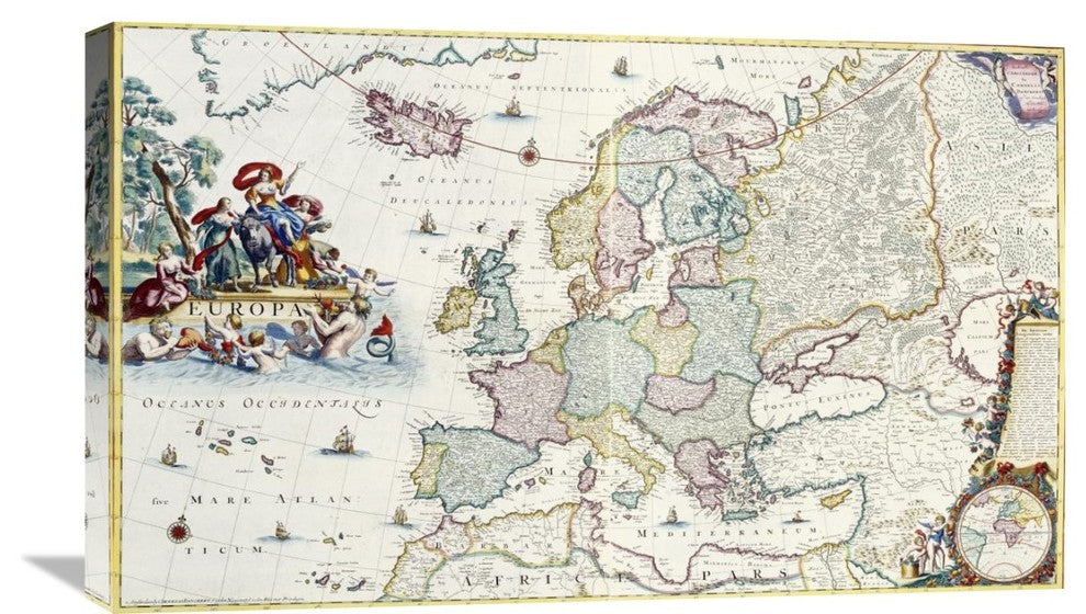 "Map of Europe" Artwork, 30" x 18"