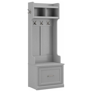Woodland 24W Hall Tree & Shoe Bench w/ Drawer in Cape Cod Gray - Engineered Wood