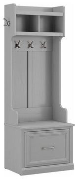 Woodland 24W Hall Tree & Shoe Bench w/ Drawer in Cape Cod Gray - Engineered Wood