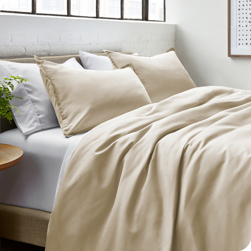Bare Home Microfiber Duvet Cover & Sham Set, Sand, Queen