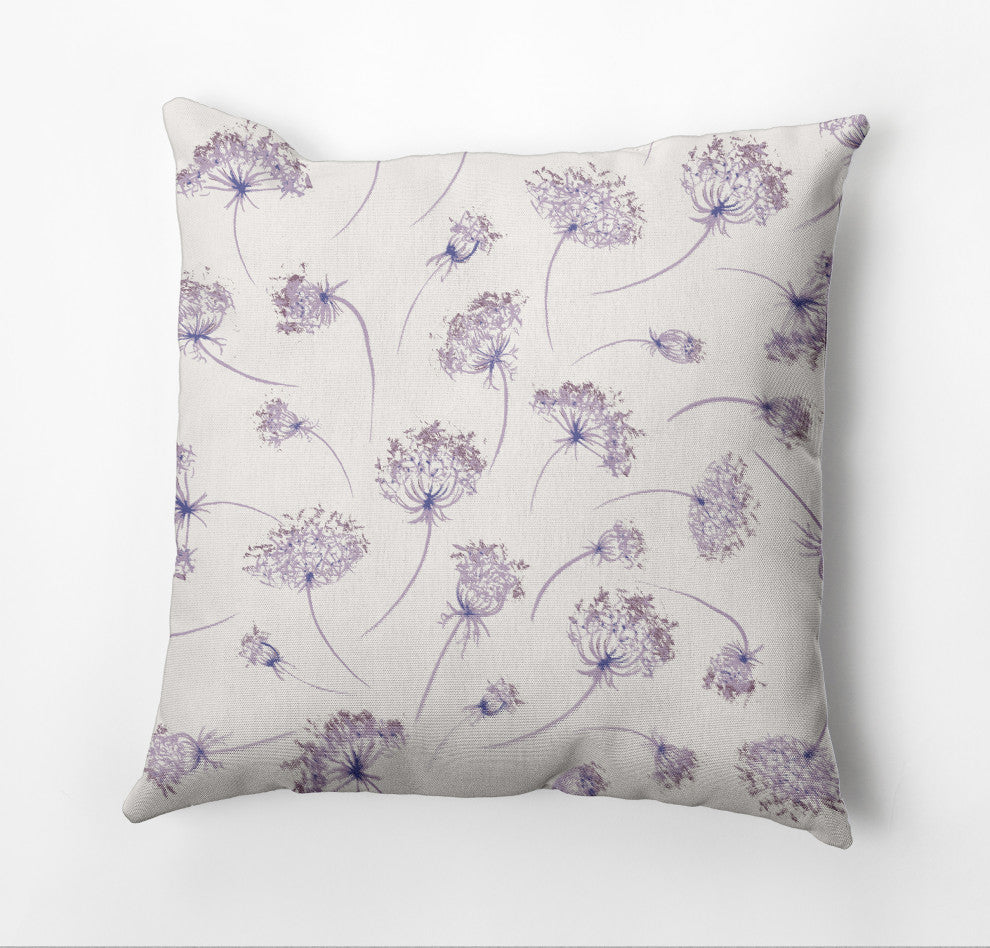 Wishing Flowers Pillow, Purple, 20"x20"