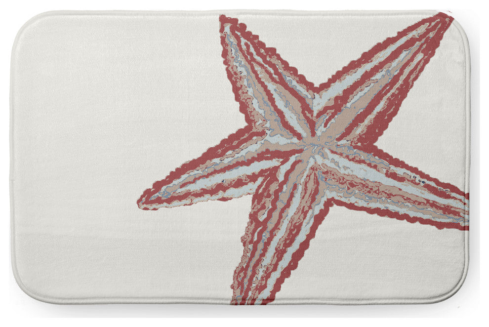 34" x 21" Large Starfish Bathmat, Ligonberry Red