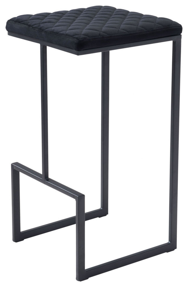 Bar Stool Chair Barstool, Faux Vinyl Leather, Steel, Black, Kitchen Cafe Bistro