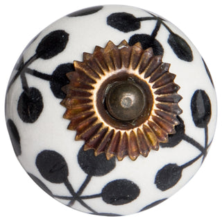 Knob-It Vintage Handpainted Ceramic Knobs, Set of 12, Black/White/Copper