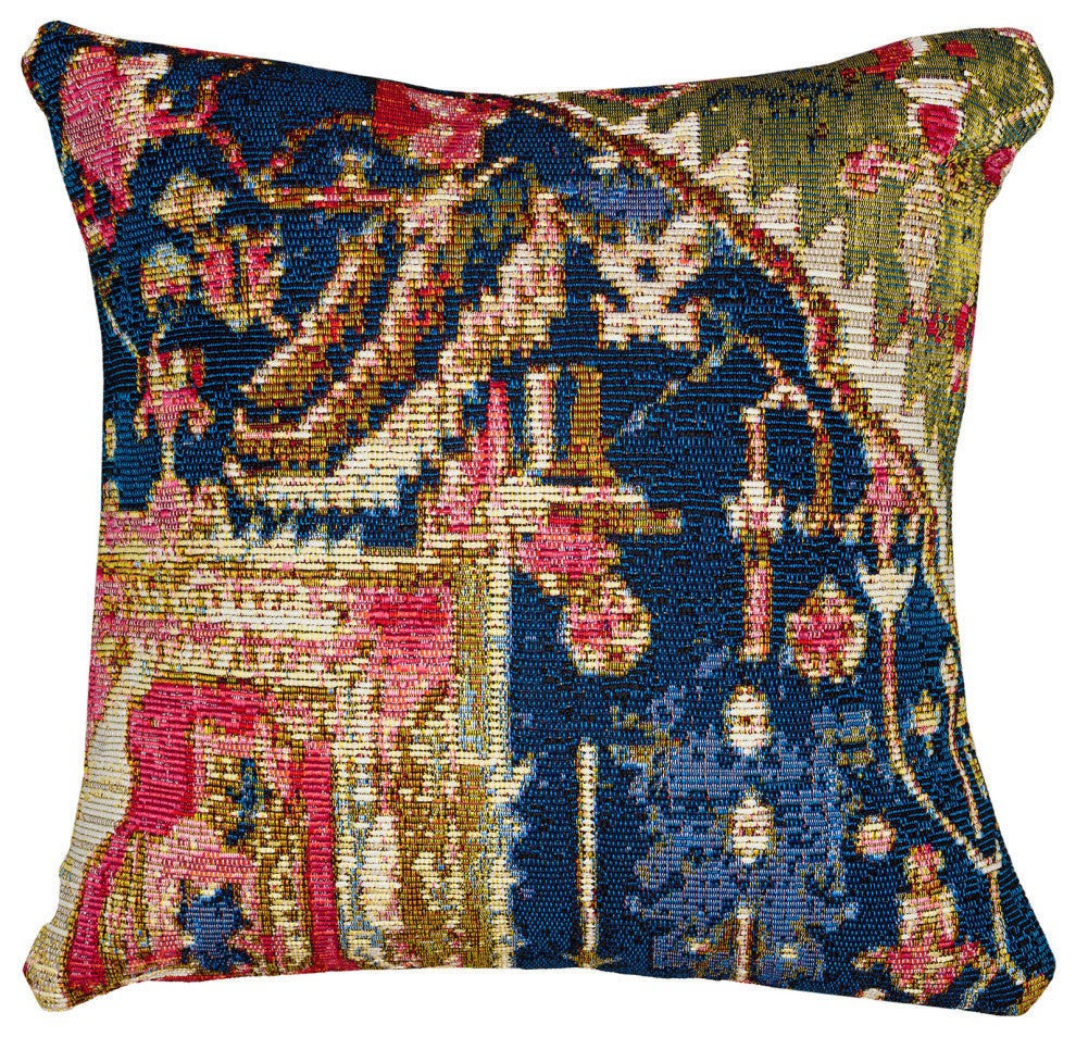 Marina Heriz Indoor/Outdoor Pillow, Red/Multi, 18"x18" Square