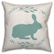 Teal Bunny Silhouette 18x18 Throw Pillow Cover
