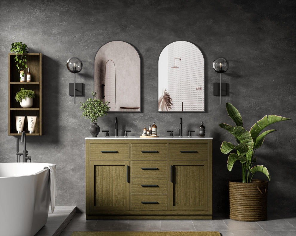 Home Living 54" Double Bathroom Vanity, Chestnut Brown