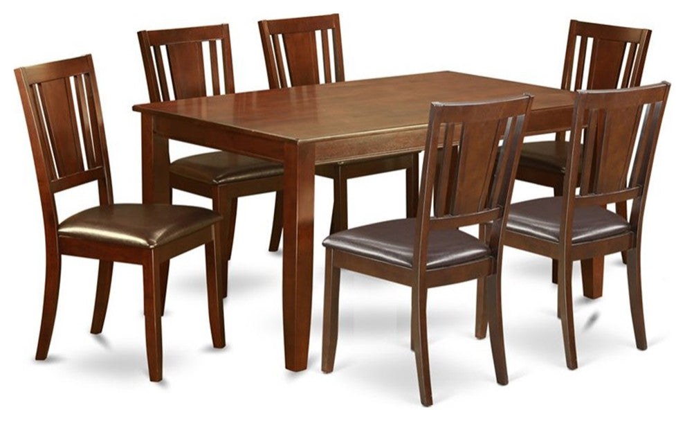 Dudl7-Mah-Lc, 7-Piece Formal Dining Room Set, Table and 6 Dining Chairs