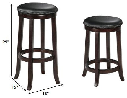 Chelsea Bar Stool With Swivel, Set of 2, PU & Espresso