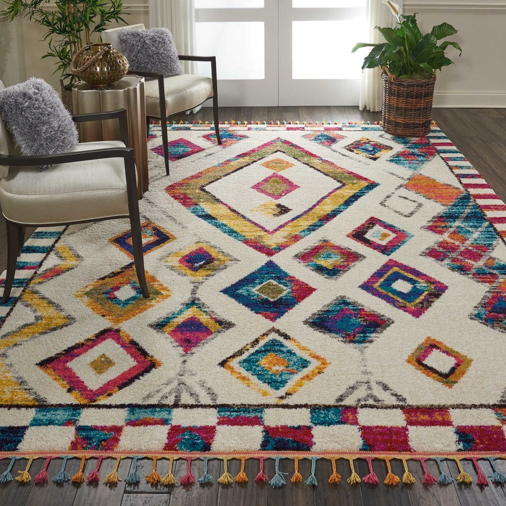 Nourison Moroccan Casbah Ivory/Multicolor Area Rug, 7'10"x10'6"