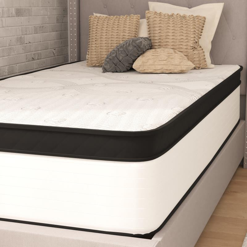 Capri Extra Firm 12 Inch CertiPUR-US Certified Hybrid Pocket Mattress, White, Twin