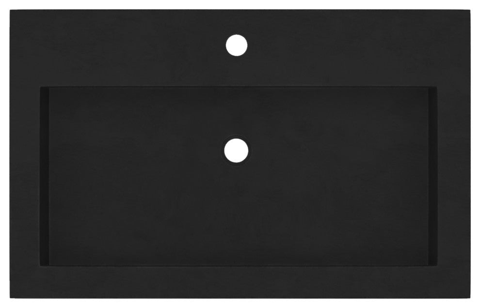 Trough 3019 Concrete Bathroom Sink, Charcoal, Single Faucet Hole