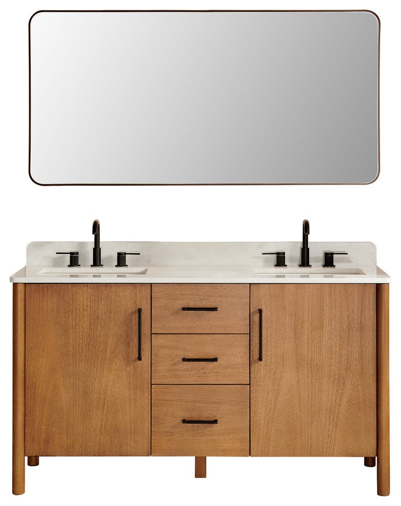 Velora Bathroom Vanity, Mango Brown, 60", With Mirror