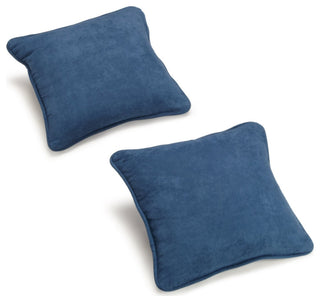 18" Double-Corded Solid Microsuede Square Throw Pillows, Set of 2, Indigo
