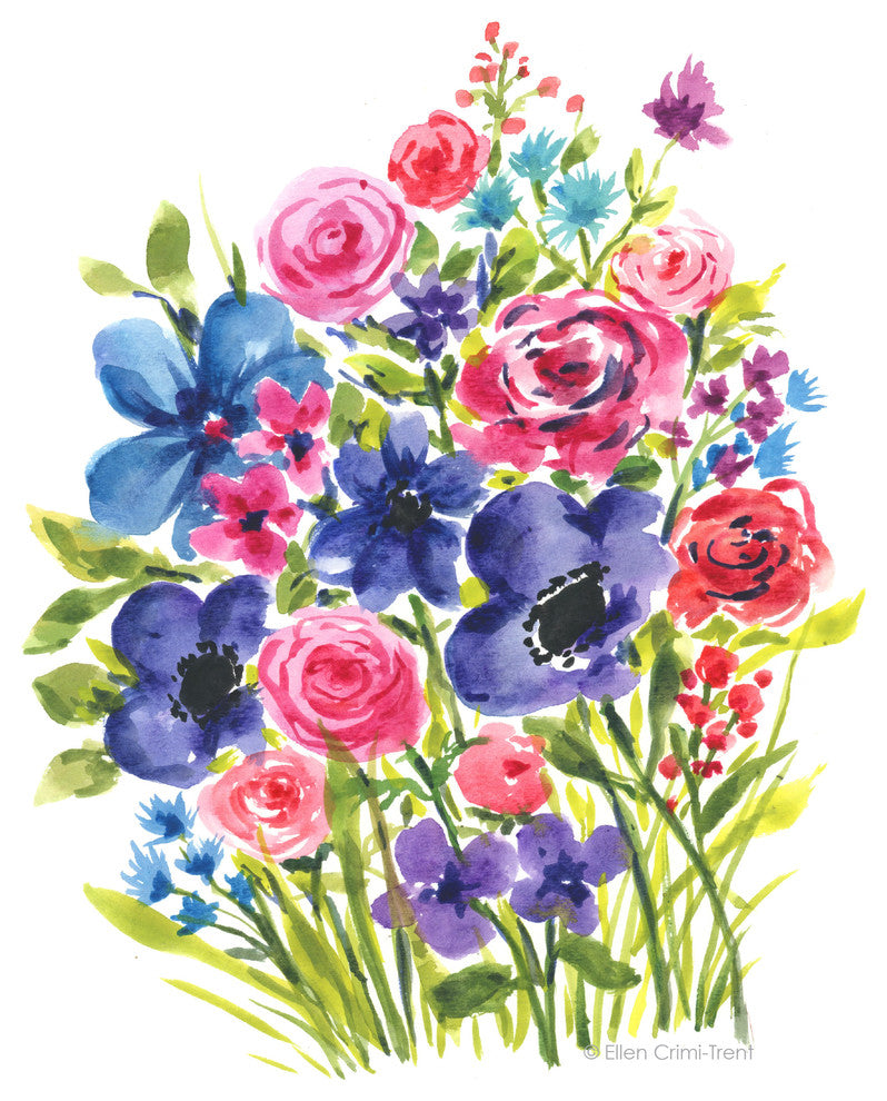 Watercolor Floral Print, 8"x11"