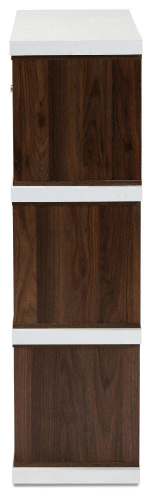 Leadwick 2-Tone White and Walnut Brown Finish 2-Drawer Bookcase