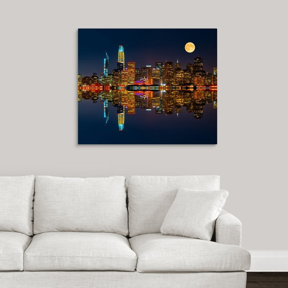 "San Francisco by night" Wrapped Canvas Art Print, 36"x30"x1.5"