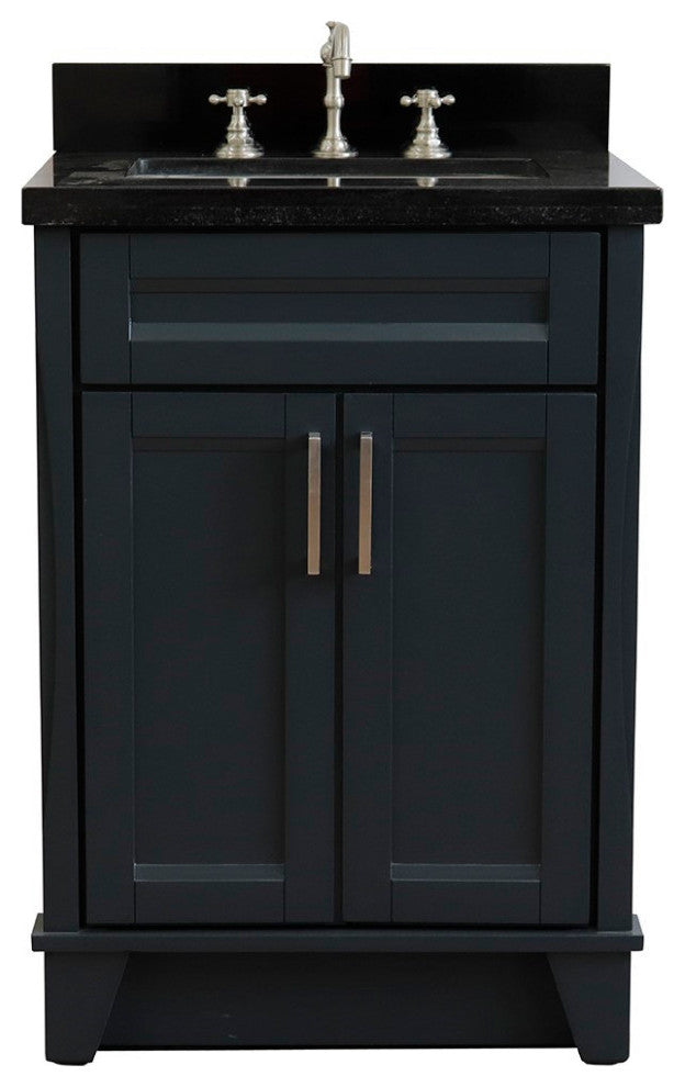 25" Single Sink Vanity, Dark Gray Finish With Black Galaxy Granite