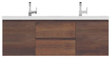 Paterno 60" Double Wall Mounted Bathroom Vanity, Rosewood