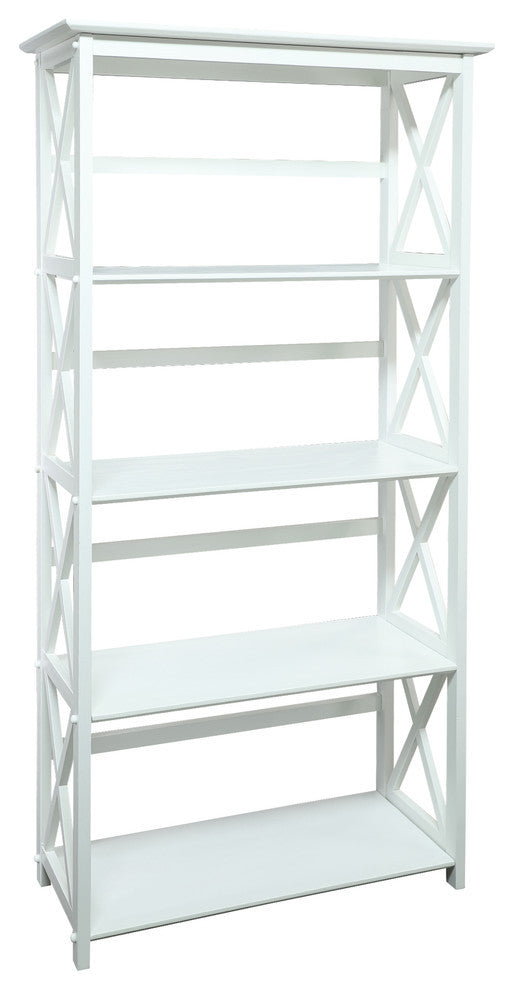 0Montego 5-Shelf Bookcase-White