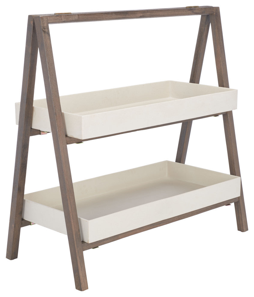 Safavieh Danser Patio Shelf, Dark Walnut/Beige