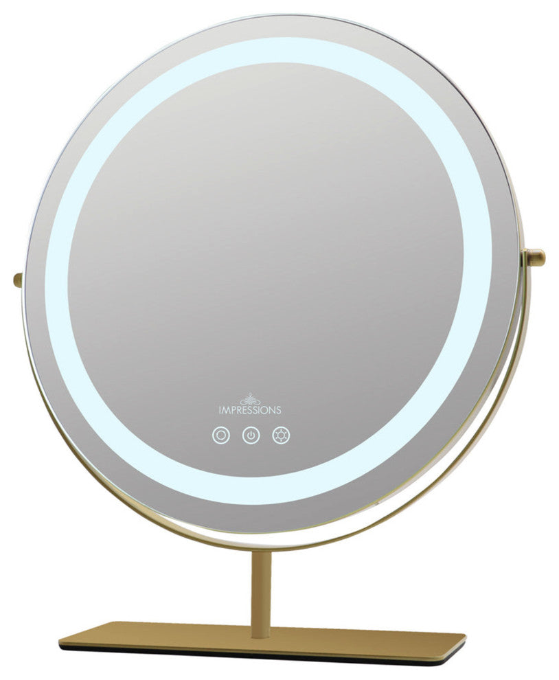 Aura Tri Tone LED Makeup Mirror, Gold