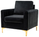 Velvet Comfor Club Chair With Arms&Metal Legs, Black