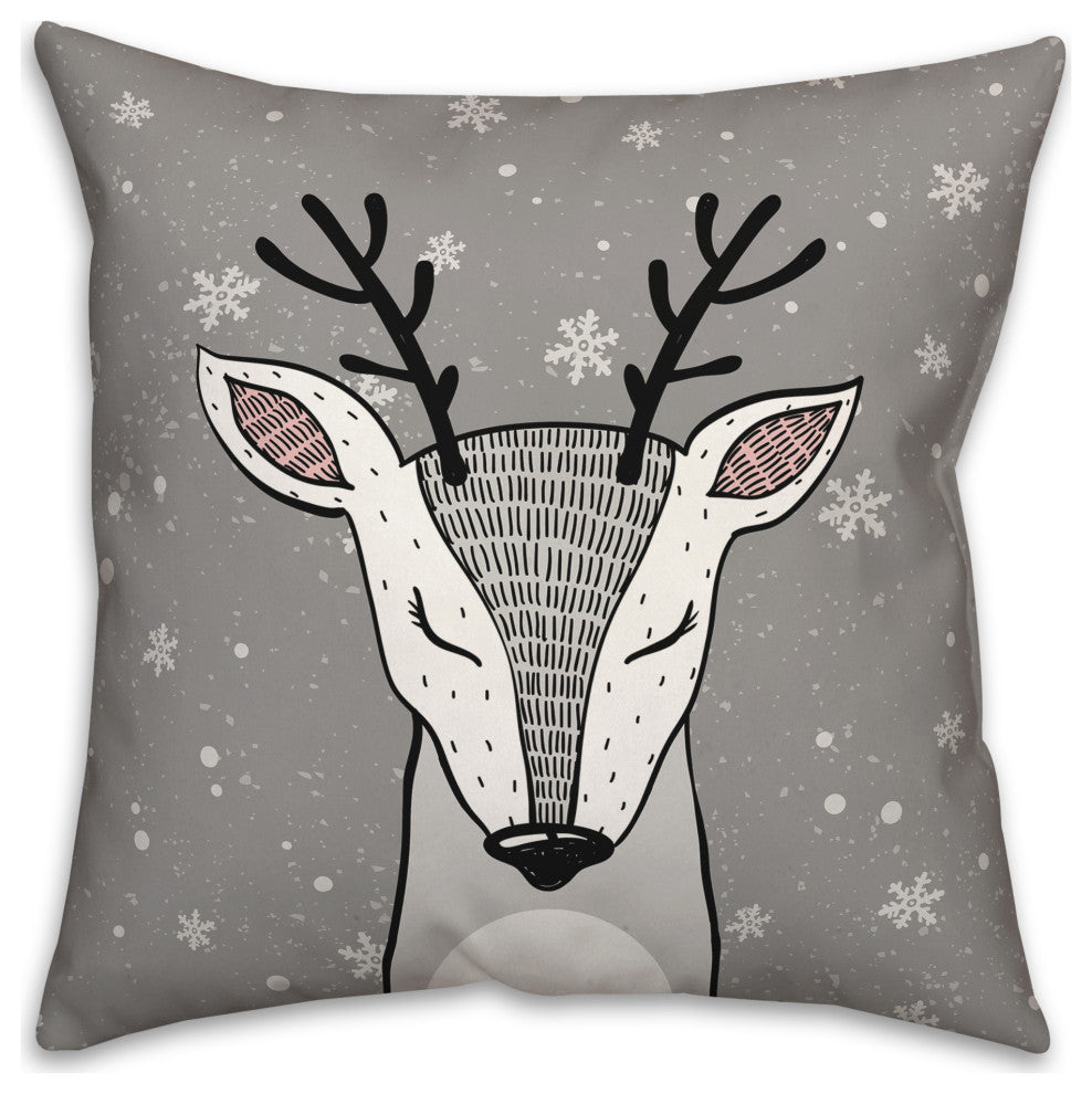Modern Gray Deer 16x16 Spun Poly Pillow