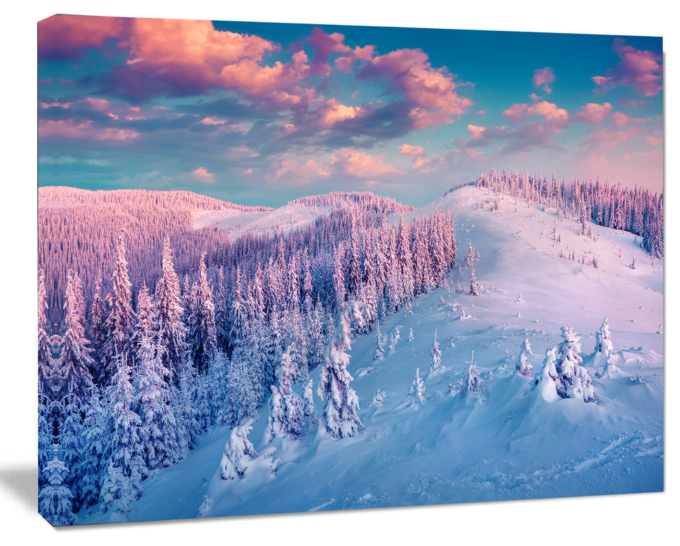 Fantastic Sunrise over the Carpathians, Landscape Canvas Art Print, 60"x28"