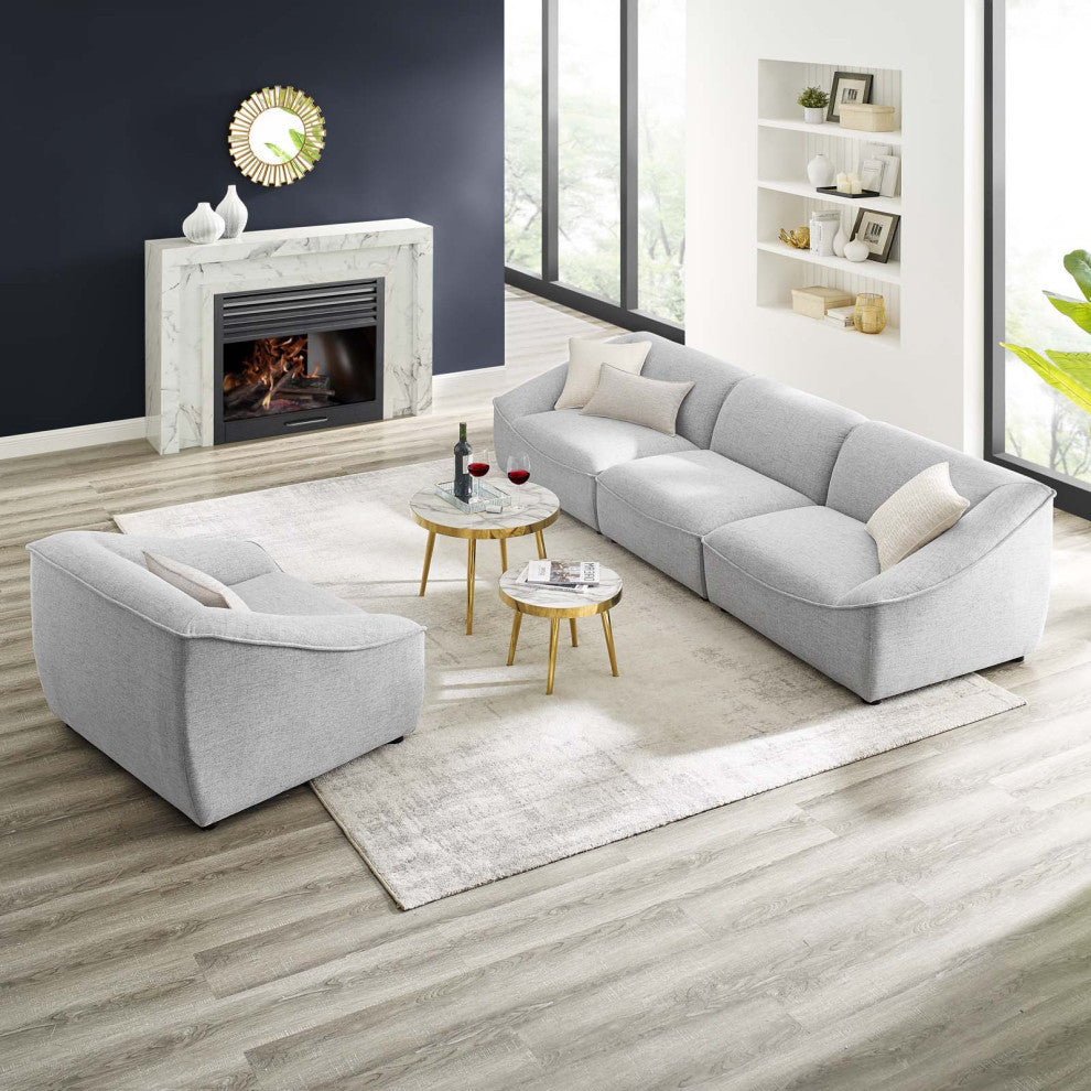 Armchair and Sofa Set, Fabric, Gray, Modern, Living Lounge Hospitality