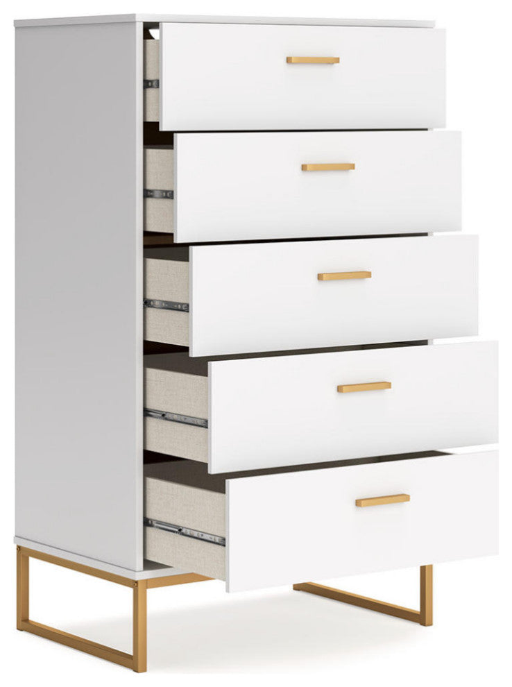 Socalle White/Gold Chest of Drawers