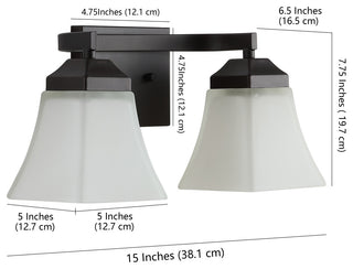 Staunton 1-Light Iron/Glass Modern LED Vanity Light, Oil Rubbed Bronze, 2-Light