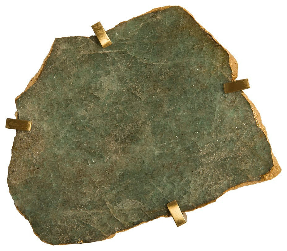 Gem Wall Slice, Brass Setting, Green Emerald