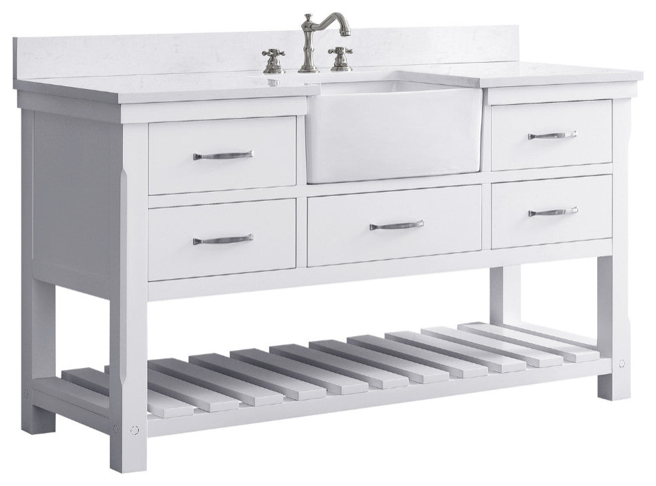 Wesley 60" Bathroom Vanity, White