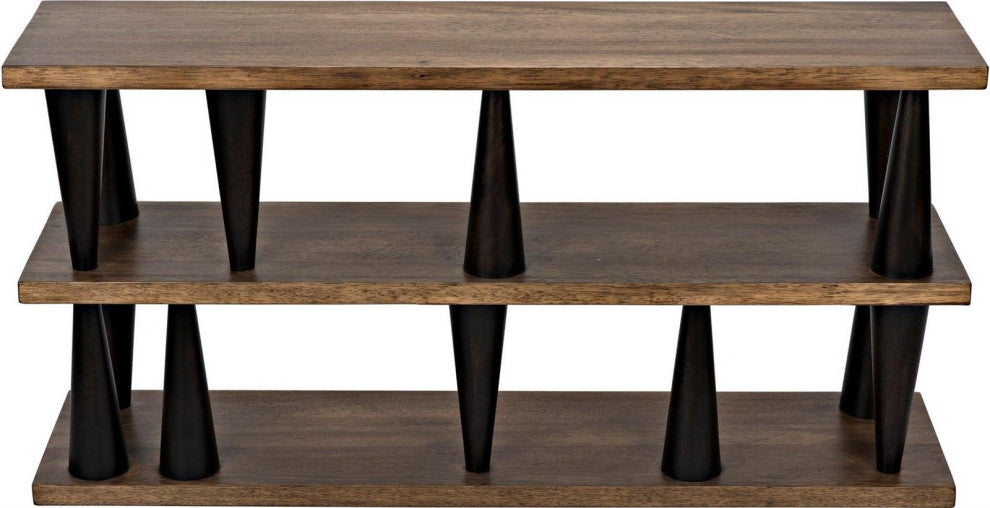Ebony And Walnut Finish Console Table