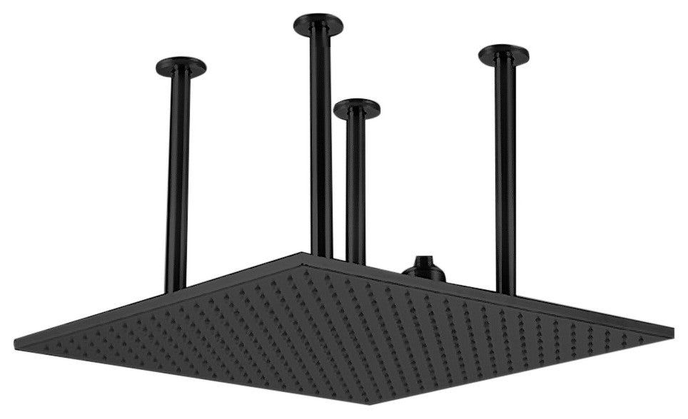 BathSelect 24" Matte Black Square Color Changing LED Rain Shower Head