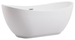 Elegant Decor Ines 62" Oval Plastic Soaking Bathtub in Glossy White