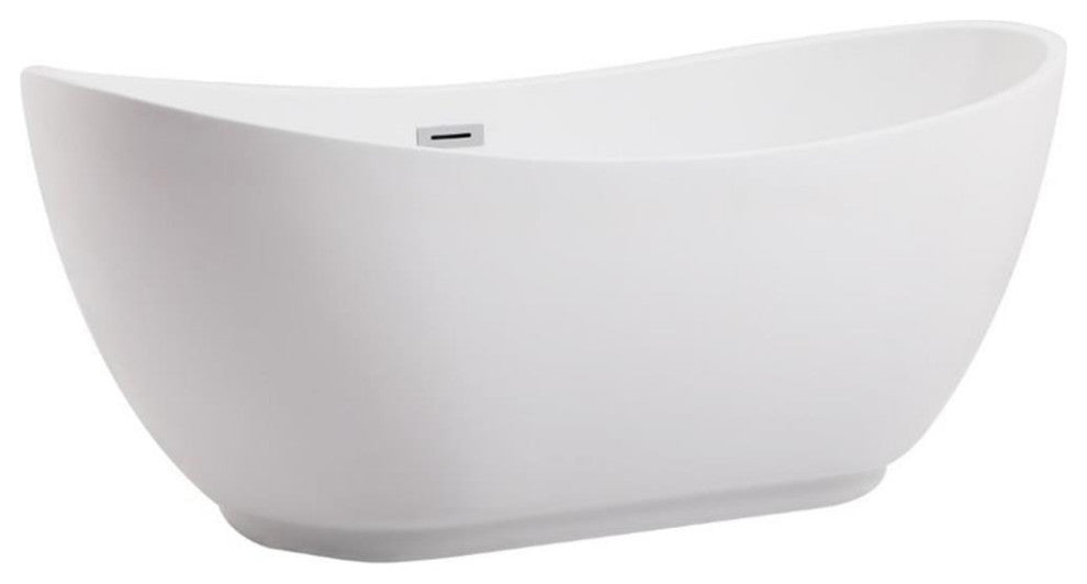 Elegant Decor Ines 62" Oval Plastic Soaking Bathtub in Glossy White