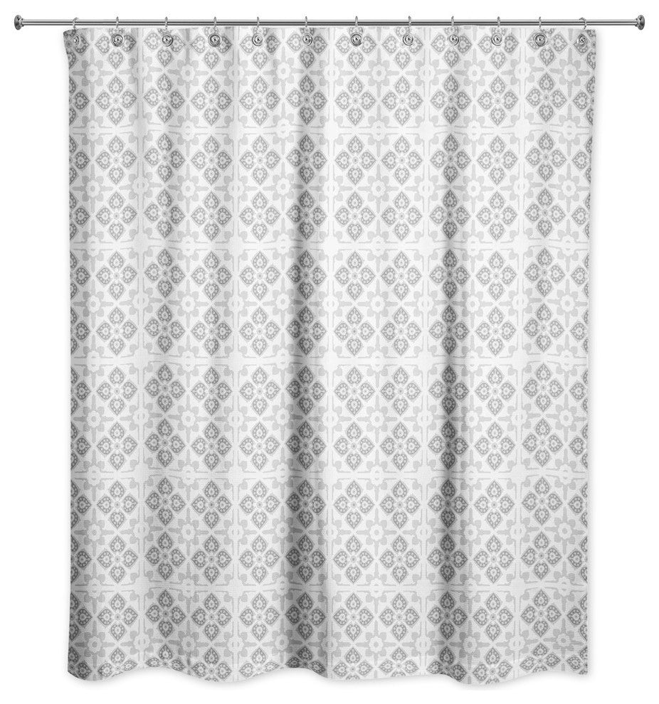 Gray Tile Pattern 71x74 Shower Curtain