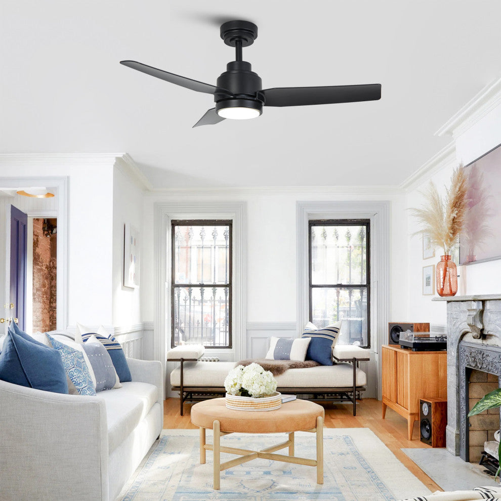 42-inch Modern Black LED Ceiling Fan with Remote