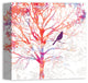 Watercolor Bird in Red Tree 12x12 Canvas Wall Art