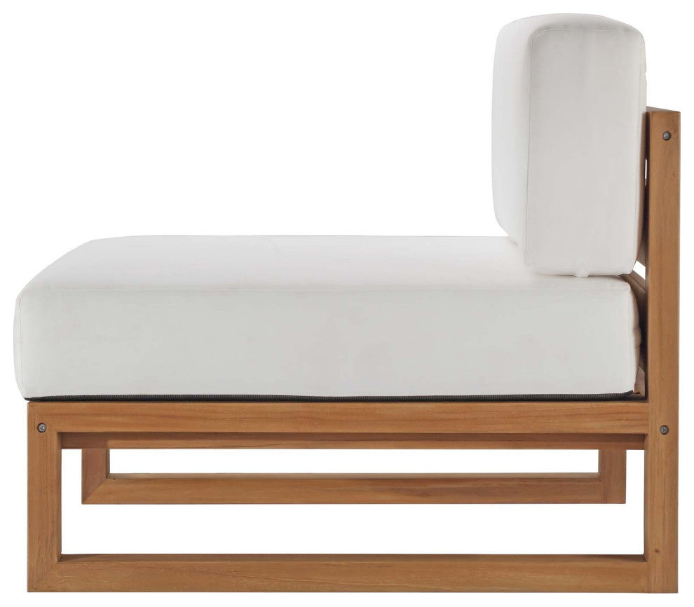Lounge Middle Chair, White Natural, Teak Wood, Modern, Outdoor Hospitality
