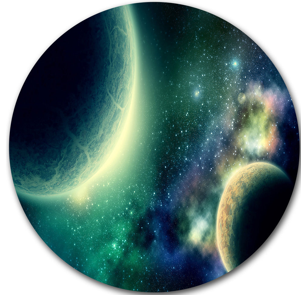 Two Planets, Digital Disc Metal Artwork, 36"